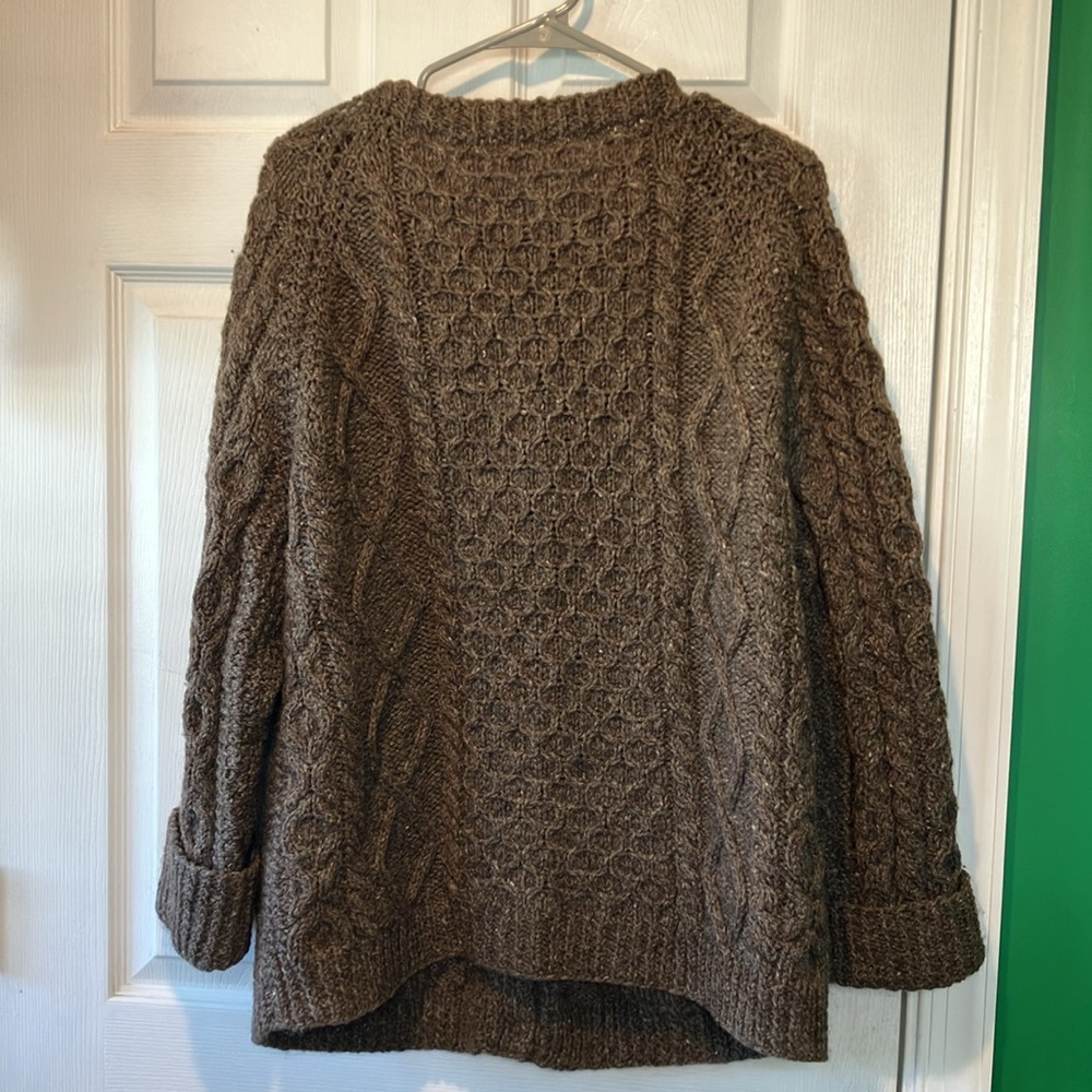 Classic Cable Knit Brown Women's Cardigan Sweater oversized medium large - Picture 5 of 5